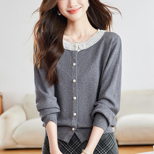 珍珠扣短款针织开衫，减龄轻奢毛衣外套CC-XFY3059 商品图3