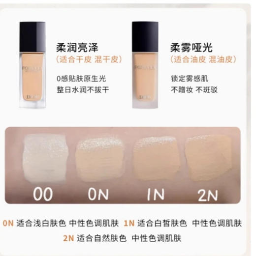 Dior · Dior 迪奥粉底凝脂哑光粉底液0N 自然偏白遮瑕 亮泽5ml 哑光5ml 商品图3