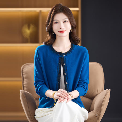 fgtt1822100%纯羊毛开衫女小香风毛衣外套春秋高级感气质名媛短款针织上衣 商品图3