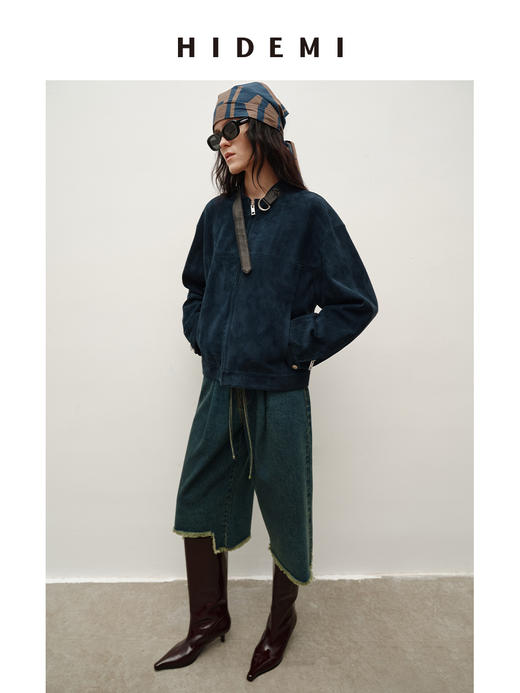 HIDEMI 进口做旧牛漆皮尖头设计感小猫跟长靴手工宽筒骑士靴 商品图8