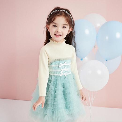 笛莎Deesha 童装女童连衣裙2025冬新款女童层叠蛋糕毛织拼接网纱公主裙 商品图1
