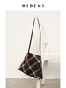 HIDEMI 复古色织格纹羊毛双层极简方形设计感托特单肩包小背包 商品缩略图0