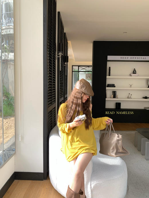 Read Nameless/明媚的姜黄色宽松可露肩打底衫 2025/9/8 商品图12