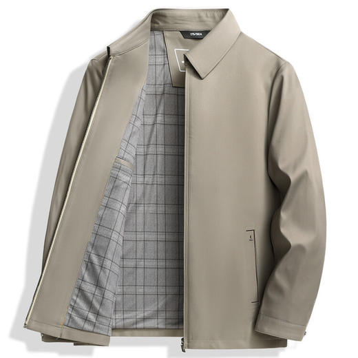 男士春秋新款休闲百搭中老年商务翻领行政夹克外套 商品图4