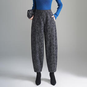 2025秋冬新款时尚印花花苞休闲裤宽松哈伦裤，高腰显瘦遮跨直筒裤CXCY2529