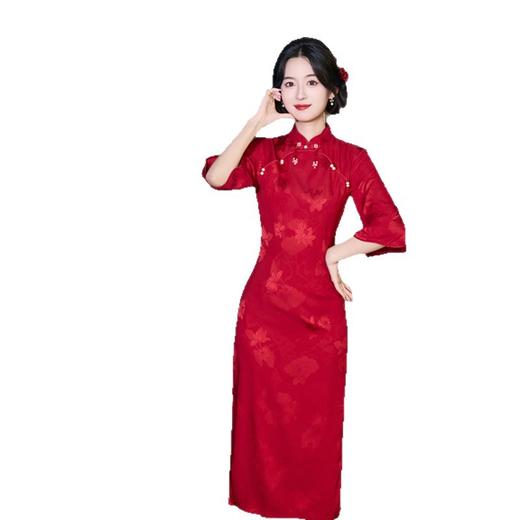 GX新娘红装旗袍2025秋冬新款时尚改良新中式年轻少女订婚旗袍敬酒服 商品图4