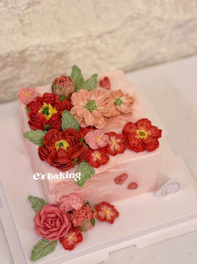 韩式裱花 #红红火火 #让人看到就感到喜庆 #富贵华丽 忌廉蛋糕（默认自提，收费配送请联系客服）