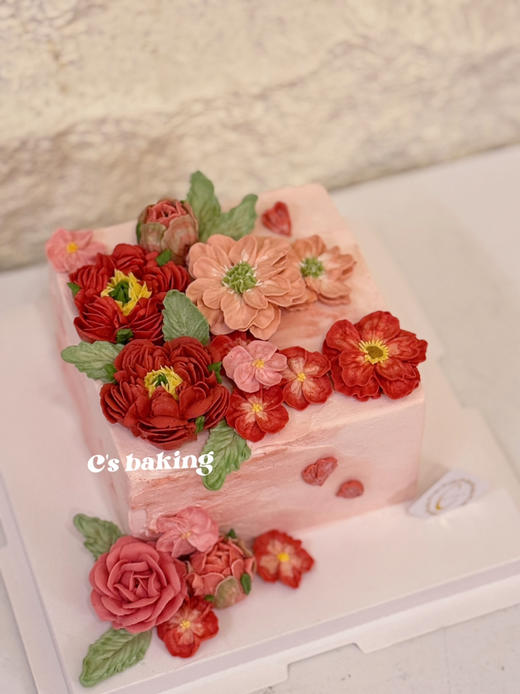 韩式裱花 #红红火火 #让人看到就感到喜庆 #富贵华丽 忌廉蛋糕（默认自提，收费配送请联系客服） 商品图0