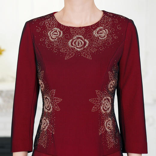 HYX国风两件套旗袍套装钉珠时尚敬酒服长袖日常装新款 商品图3