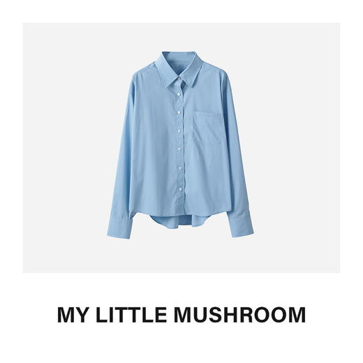 金蘑菇菇 100棉宽松百搭透气翻领长袖法式衬衫女 商品图1