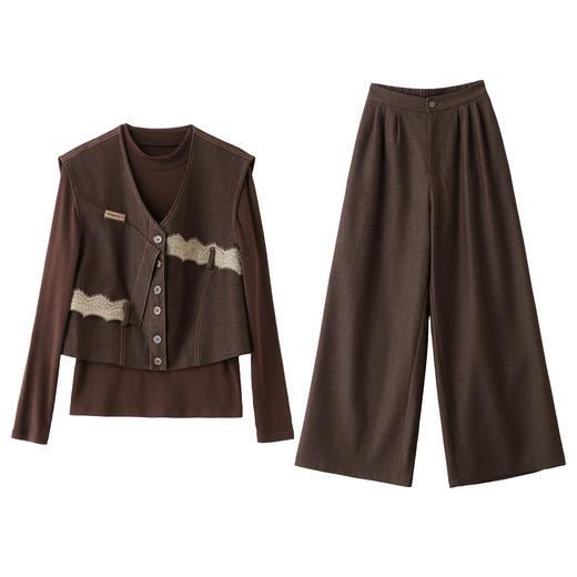 时尚马甲阔腿裤套装女春秋2025新款爆款高级感气质减龄穿搭三件套 商品图4