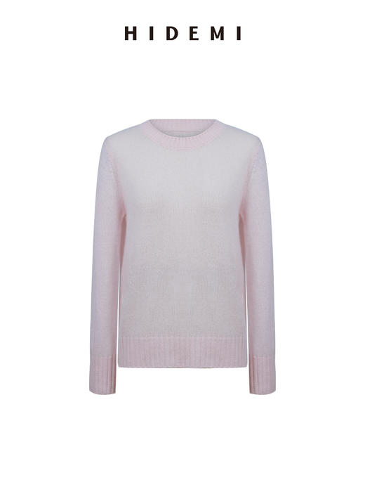 HIDEMI 进口stoll26支精纺纱织山羊绒圆领长袖极简针织毛衣 商品图10