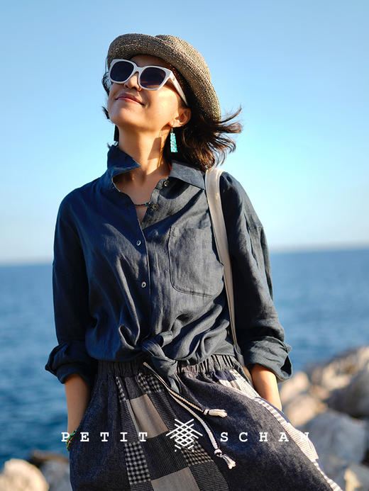 PETIT SCHAN小闪 CLO#355 just right 刚刚好 经典款纯亚麻基础长袖衬衫四季外穿内搭纯色衬衣多色可选 商品图2