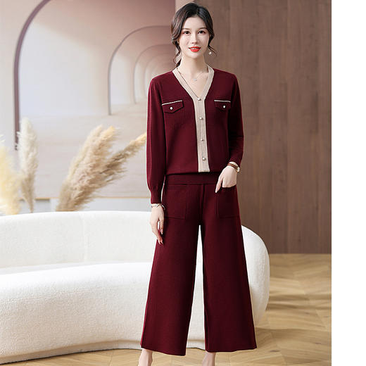 W351-1705套装-155-228新款妈妈秋装针织衫两件套洋气套装中老年女春秋小香风上衣服 商品图3