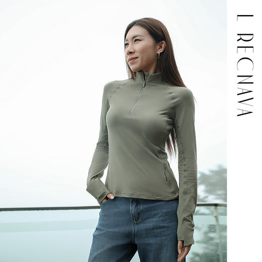 L RECNAVA 半拉链高领套头运动休闲上衣 插肩袖长袖 商品图6