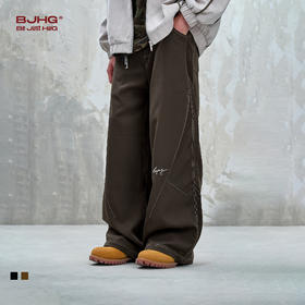 BJHG不计后果复古撞色明线休闲裤男款秋季梭织垂感直筒宽松西裤男