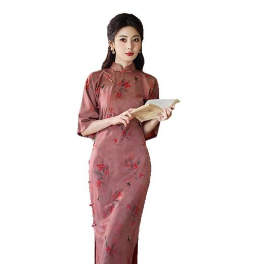 GX古法全开襟长款倒大袖旗袍2025早秋新款复古中国风传统中式旗袍裙 商品图4