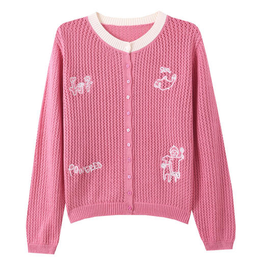 27-251072025初秋新款镂空薄款时尚洋气针织衫女设计感小个子显瘦毛衣外套 商品图4