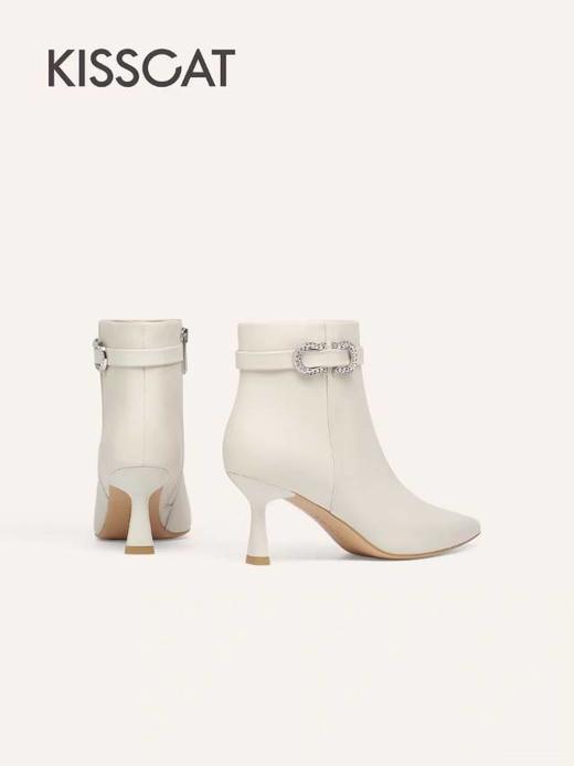 【云粉节】BF楼接吻猫25秋新真皮短靴优雅尖头高跟靴复古时装靴KA65729-10吊牌价1599活动价899 商品图3