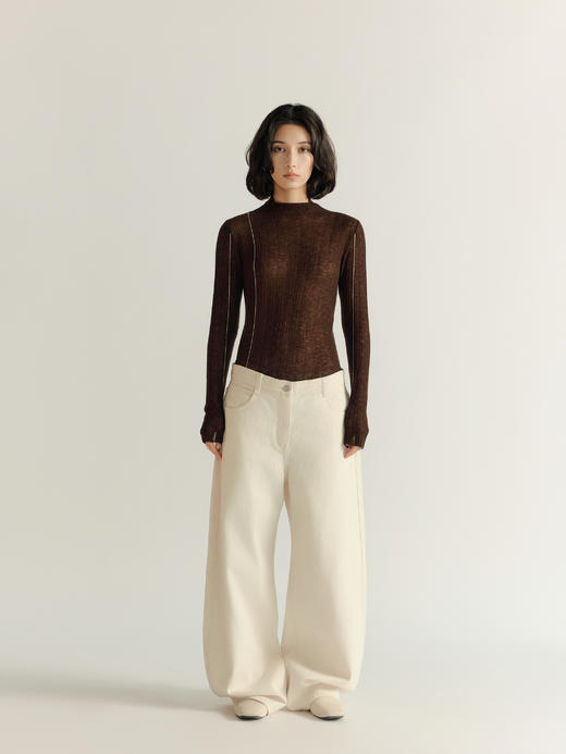 DONSEE10｜DS10AW2522-D 咖色 肌理线迹高领上衣 商品图3