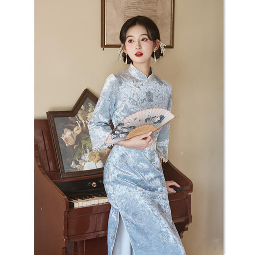 GX早秋中长袖旗袍2025年新款改良版温婉淑女新中式国风日常气质显瘦 商品图3