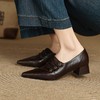 【预售5天】尖头粗跟深口小皮鞋女新款春秋复古真皮气质高跟百搭通勤单鞋MLS&A1032 商品缩略图1