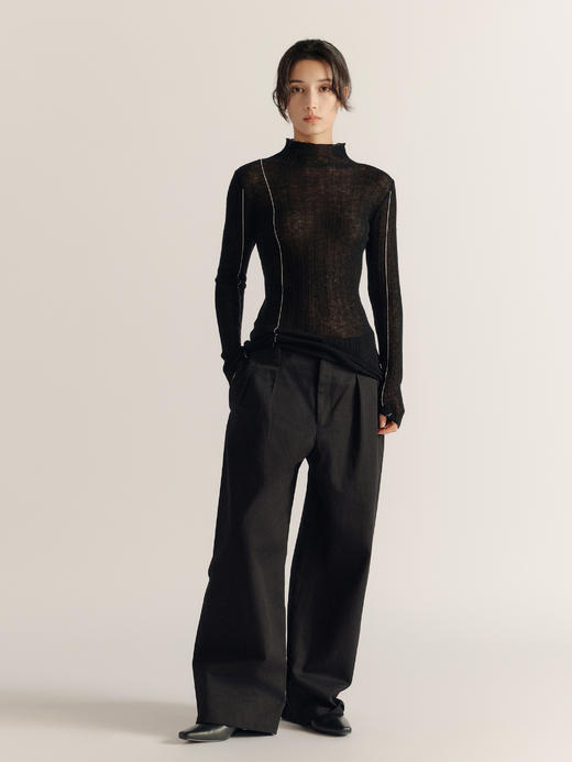 DONSEE10｜DS10AW2522-A 墨影黑 肌理线迹高领上衣 商品图4