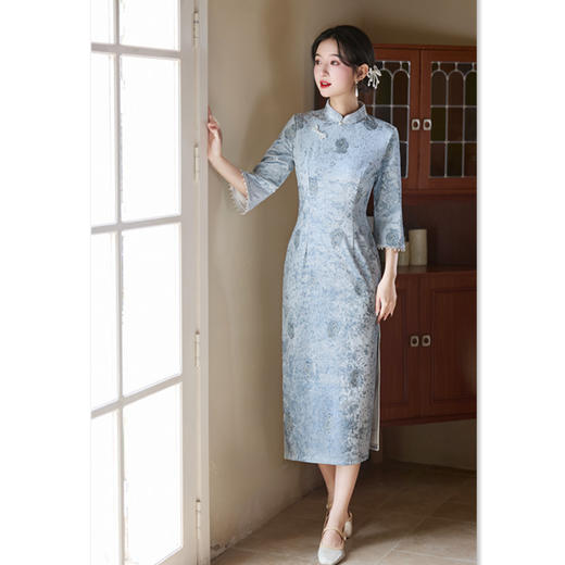 GX早秋中长袖旗袍2025年新款改良版温婉淑女新中式国风日常气质显瘦 商品图1