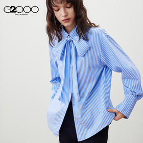 G2000女装FW25商场新款【全棉/赠布】条纹宽松长袖休闲衬衫56233867
