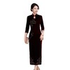 HYX秋冬新款修身改良丝绒旗袍女高级感喜婆婆喜妈妈敬酒服长款礼服 商品缩略图4