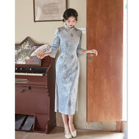GX早秋中长袖旗袍2025年新款改良版温婉淑女新中式国风日常气质显瘦