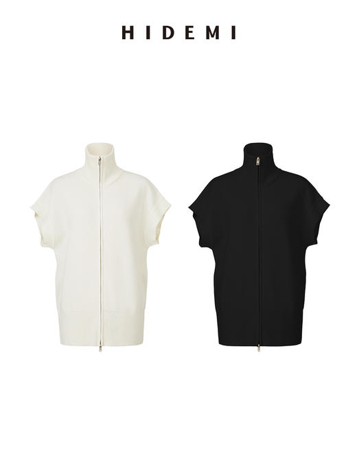 HIDEMI 美利奴羊毛拉链廓形针织马甲 商品图1