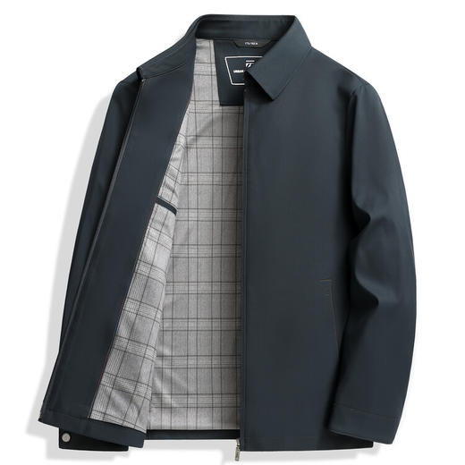 男士春秋新款休闲百搭中老年商务翻领行政夹克外套 商品图3