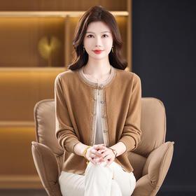 fgtt1822100%纯羊毛开衫女小香风毛衣外套春秋高级感气质名媛短款针织上衣