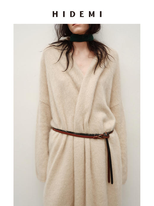 HIDEMI 进口西班牙头层牛皮腰带手工制作复古乌木棕色极细皮带 商品图1