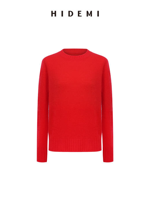 HIDEMI 进口stoll26支精纺纱织山羊绒圆领长袖极简针织毛衣 商品图12