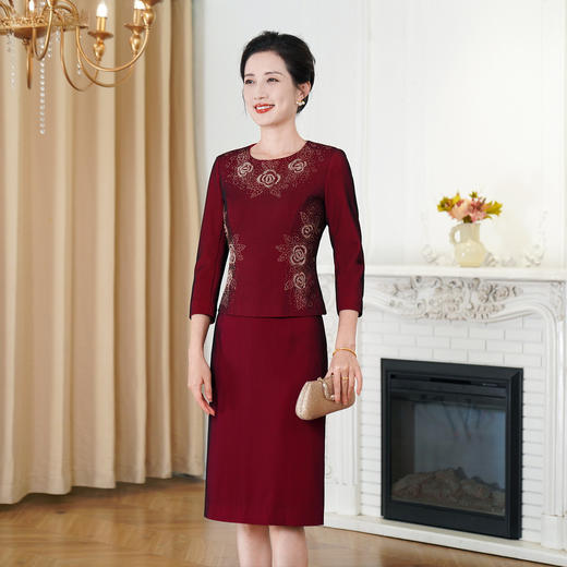 HYX国风两件套旗袍套装钉珠时尚敬酒服长袖日常装新款 商品图1