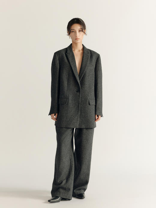 DONSEE10｜DS10AW2552-D 深灰 廓形羊毛长裤 商品图0