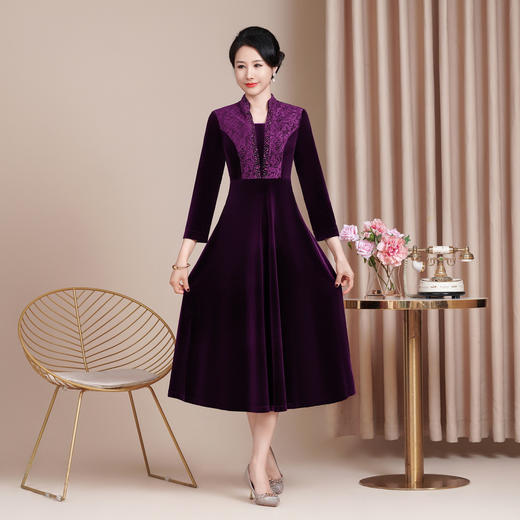 HYX新款高级感女旗袍连衣裙婚礼国潮婚宴装气质短袖大摆 商品图1