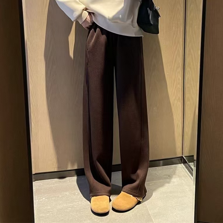 山羊绒桑蚕丝时尚宽松窄版阔腿裤