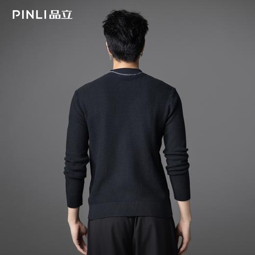 PINLI品立2025秋季新款半高领修身格纹毛衣男休闲百搭打底针织衫GD253110076 商品图6