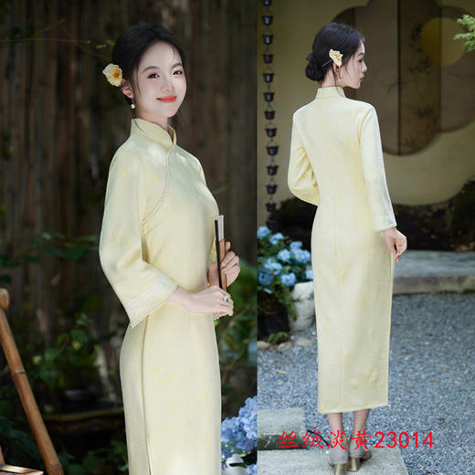 GX现代时尚改良新中式长款倒大袖旗袍2025早秋新款七分袖旗袍 商品图2