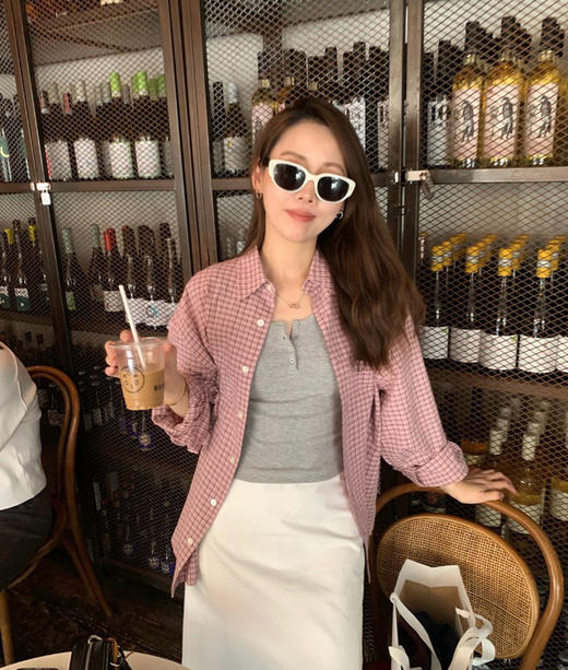 韩国订单专柜格子衬衫衬衣08182 商品图5