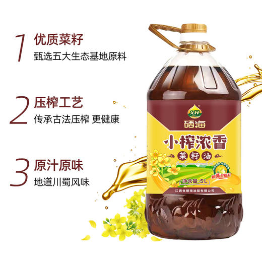【品名】硒海小榨浓香菜籽油60度低温压榨风味十足5Lx1瓶 商品图1
