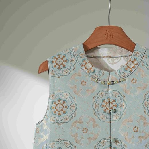 西子/宝花奔鹿钱小萍名家非遗宋锦桑蚕丝蓝色马甲/MJHJ100 商品图1