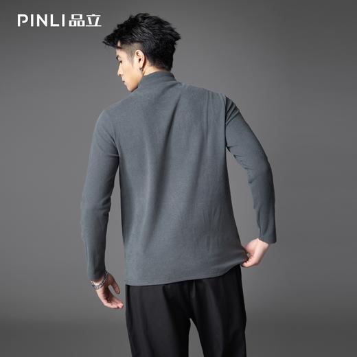 PINLI品立2025秋季新款半高领修身长袖T恤男士纯色休闲打底上衣潮GD253111084 商品图5