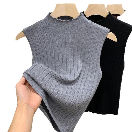 X5Q2607-WJX针织背心女2025新女装气质高领坑条针织打底衫无袖内搭收腰上衣 商品图4