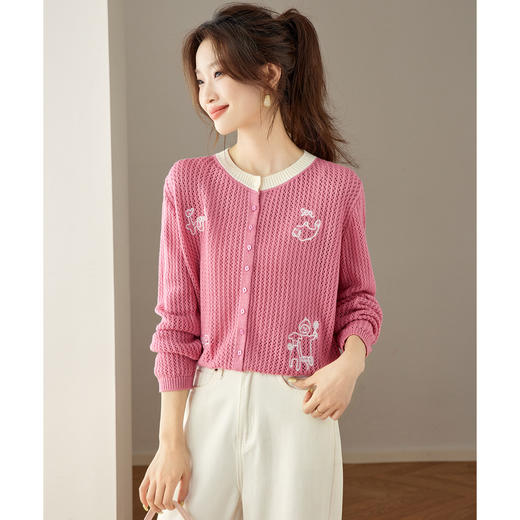 27-251072025初秋新款镂空薄款时尚洋气针织衫女设计感小个子显瘦毛衣外套 商品图3