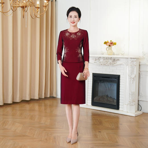 HYX国风两件套旗袍套装钉珠时尚敬酒服长袖日常装新款 商品图0