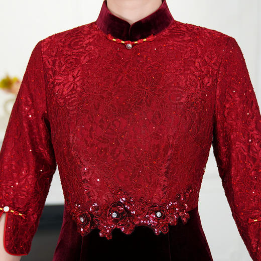 HYX秋装新款高级感旗袍连衣裙婚礼国潮婚宴装气质 商品图3